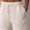 Pantaloncini a vita bassa in doppia garza Pantaloncini a vita bassa in doppia garza