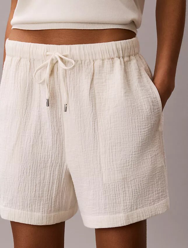 Pantaloncini a vita bassa in doppia garza Pantaloncini a vita bassa in doppia garza