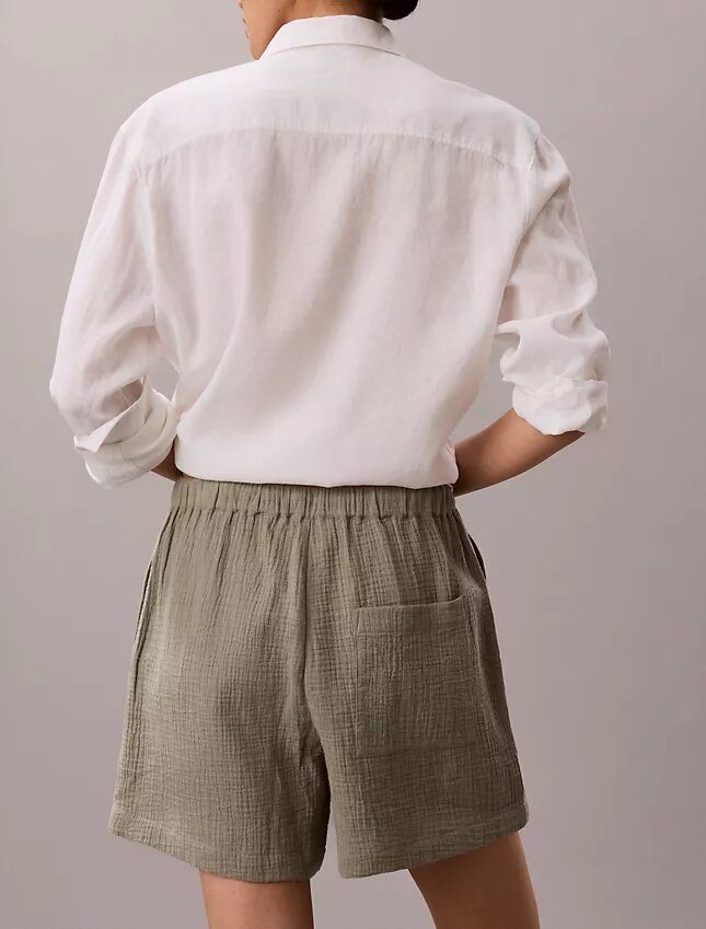 Pantaloncini a vita bassa in doppia garza Pantaloncini a vita bassa in doppia garza