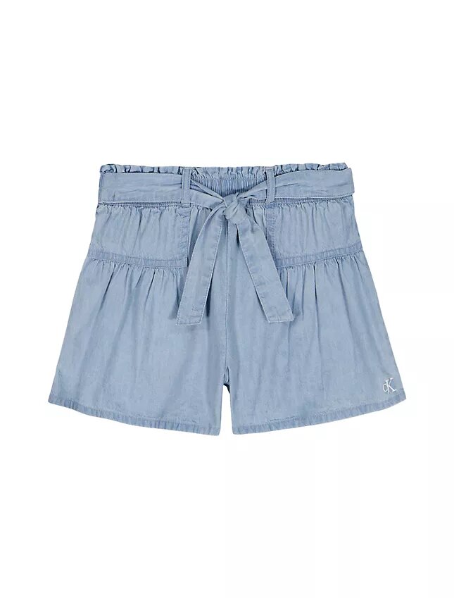 Pantaloncini da bambina con cintura da annodare Pantaloncini da bambina con cintura da annodare