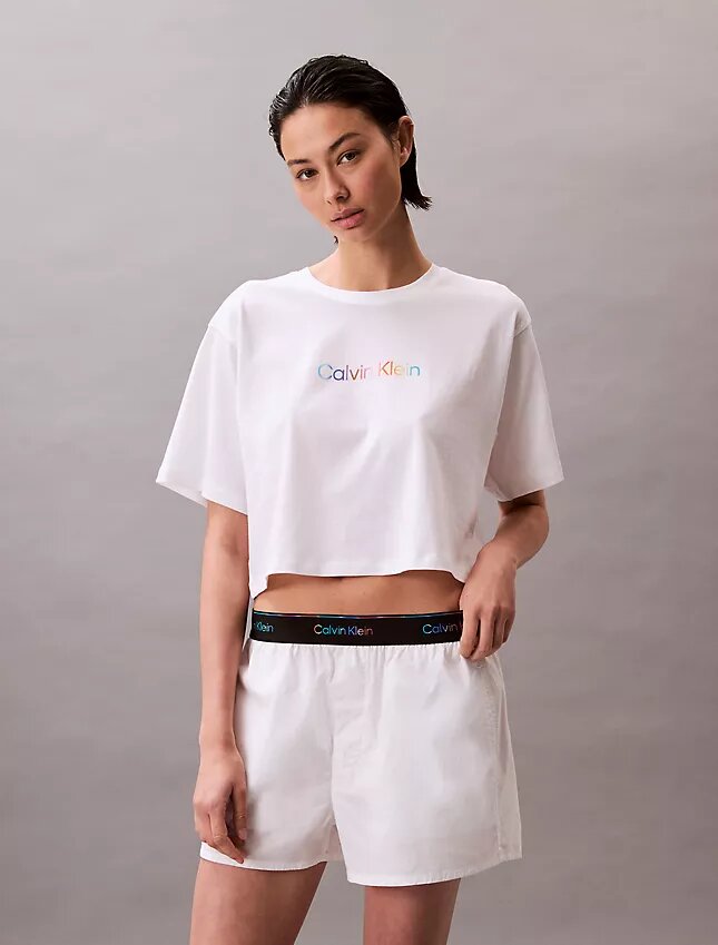 Pantaloncini da notte in popeline con logo Pride Pantaloncini da notte in popeline con logo Pride