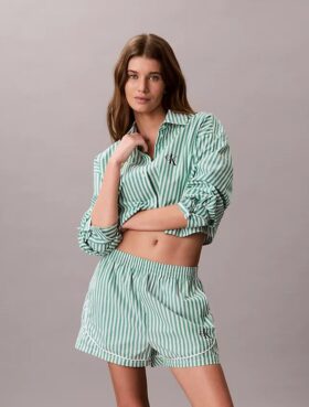 Pantaloncini da notte in popeline di cotone