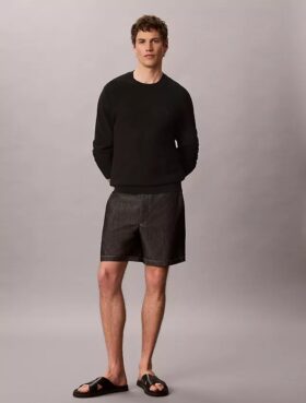 Pantaloncini dritti in chambray da 7″ con elastico