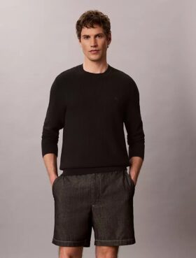 Pantaloncini dritti in chambray da 7″ con elastico