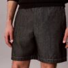 Pantaloncini dritti in chambray da 7″ con elastico Pantaloncini dritti in chambray da 7″ con elastico