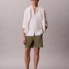 Pantaloncini dritti in seersucker con elastico da 18 cm Pantaloncini dritti in seersucker con elastico da 18 cm