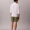 Pantaloncini dritti in seersucker con elastico da 18 cm Pantaloncini dritti in seersucker con elastico da 18 cm
