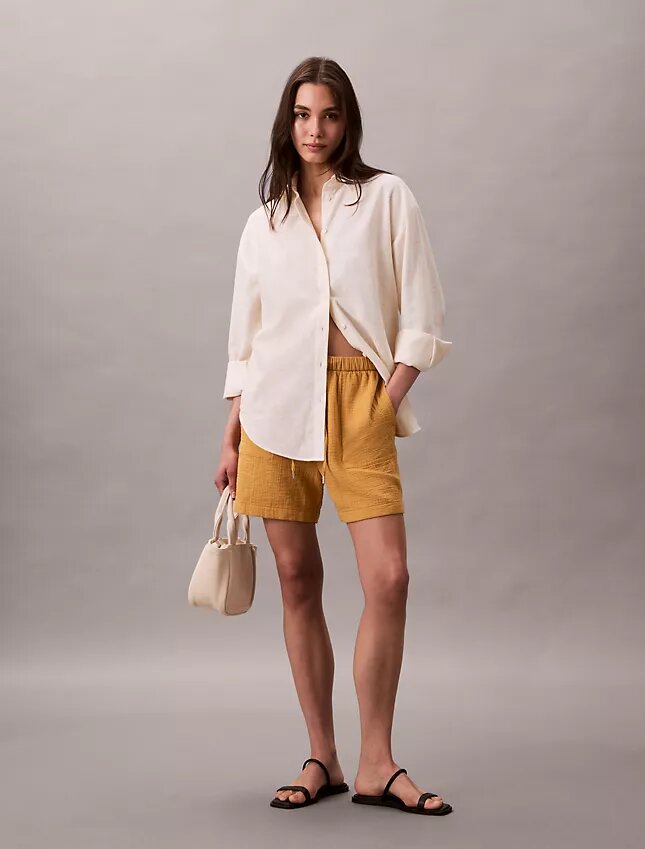 Pantaloncini elasticizzati in doppia garza Pantaloncini elasticizzati in doppia garza