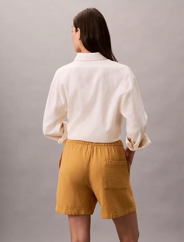 Pantaloncini elasticizzati in doppia garza Pantaloncini elasticizzati in doppia garza