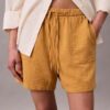 Pantaloncini elasticizzati in doppia garza Pantaloncini elasticizzati in doppia garza