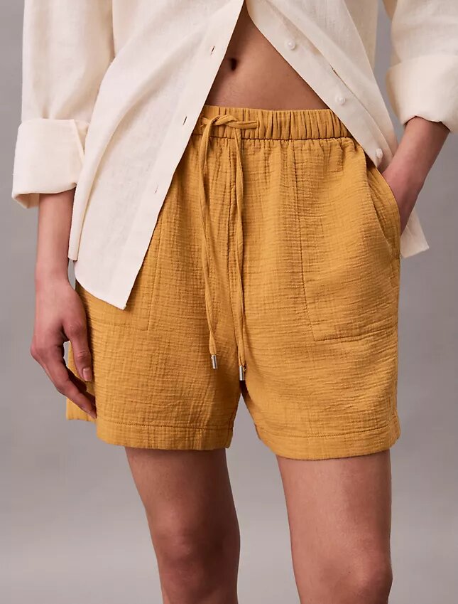 Pantaloncini elasticizzati in doppia garza Pantaloncini elasticizzati in doppia garza