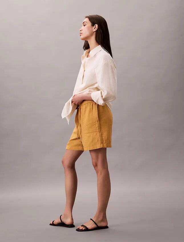Pantaloncini elasticizzati in doppia garza Pantaloncini elasticizzati in doppia garza