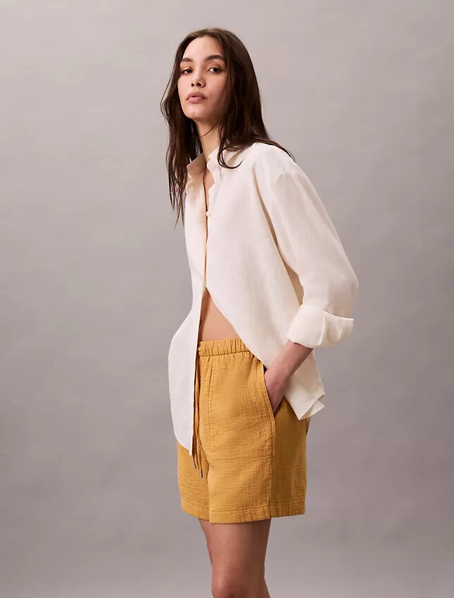 Pantaloncini elasticizzati in doppia garza Pantaloncini elasticizzati in doppia garza