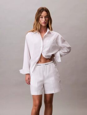 Pantaloncini in cotone con cintura con logo