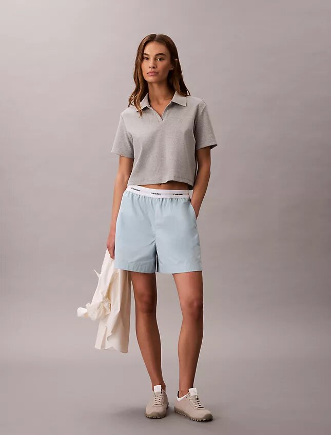 Pantaloncini in cotone con cintura con logo Pantaloncini in cotone con cintura con logo