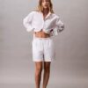 Pantaloncini in cotone con cintura con logo Pantaloncini in cotone con cintura con logo