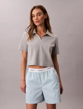 Pantaloncini in cotone con cintura con logo