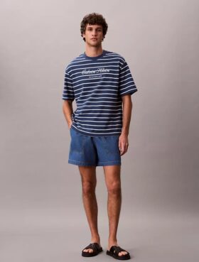 Pantaloncini in Denim misto lino con chiusura a elastico