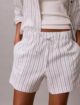 Pantaloncini in lino e cotone