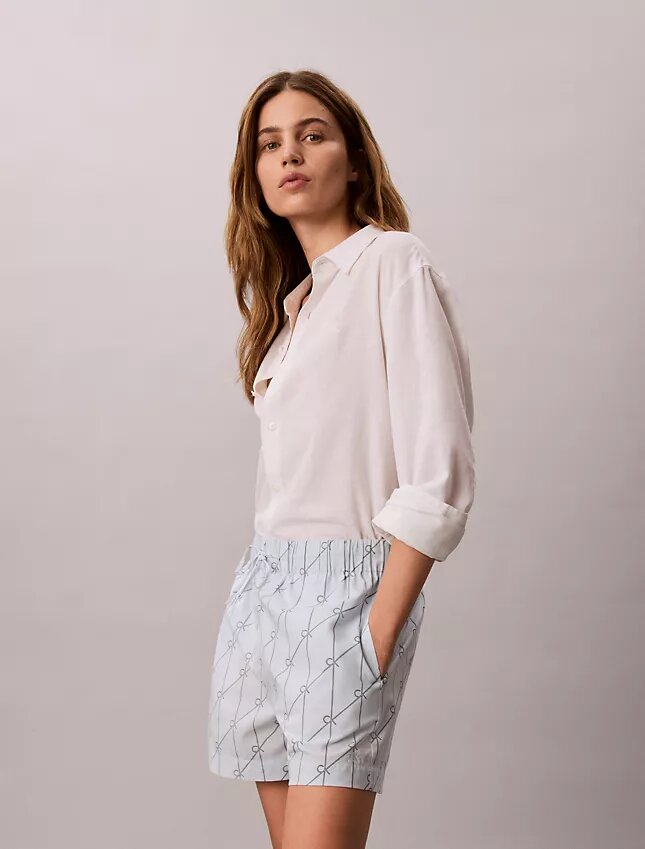 Pantaloncini in popeline di cotone stampato Pantaloncini in popeline di cotone stampato