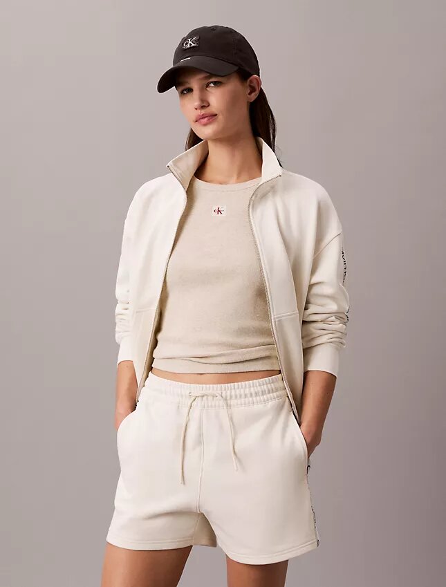 Pantaloncini in spugna con nastro con logo Pantaloncini in spugna con nastro con logo