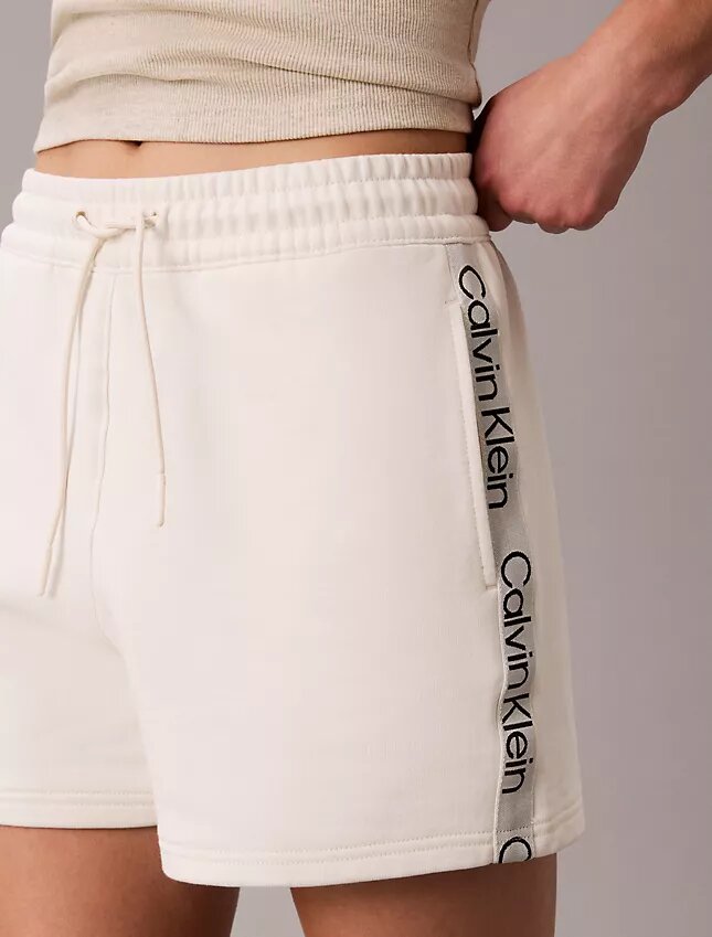 Pantaloncini in spugna con nastro con logo Pantaloncini in spugna con nastro con logo