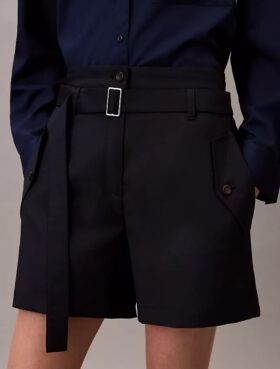 Pantaloncini utility in misto lana a spina di pesce Pantaloncini utility in misto lana a spina di pesce