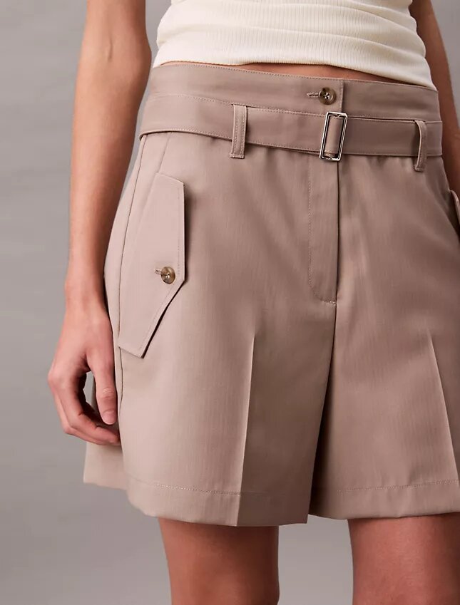 Pantaloncini utility in misto lana a spina di pesce Pantaloncini utility in misto lana a spina di pesce