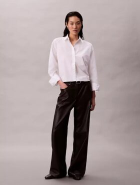 Pantaloni a 5 tasche in ecopelle