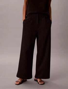Pantaloni a gamba larga a righe in ponte