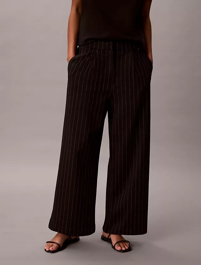 Pantaloni a gamba larga a righe in ponte Pantaloni a gamba larga a righe in ponte