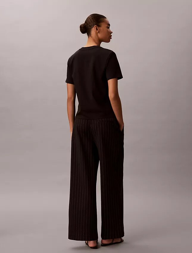 Pantaloni a gamba larga a righe in ponte Pantaloni a gamba larga a righe in ponte