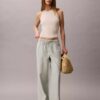 Pantaloni a gamba larga con coulisse in misto lino