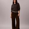 Pantaloni a gamba larga con coulisse in misto lino