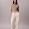 Pantaloni a gamba larga con coulisse in misto lino