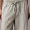 Pantaloni a gamba larga con coulisse in misto lino