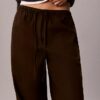 Pantaloni a gamba larga con coulisse in misto lino
