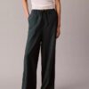 Pantaloni a gamba larga con coulisse in misto lino Pantaloni a gamba larga con coulisse in misto lino