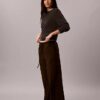 Pantaloni a gamba larga con coulisse in misto lino