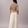 Pantaloni a gamba larga con coulisse in misto lino
