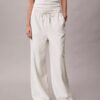 Pantaloni a gamba larga con coulisse in misto lino Pantaloni a gamba larga con coulisse in misto lino
