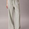 Pantaloni a gamba larga con coulisse in misto lino