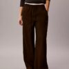 Pantaloni a gamba larga con coulisse in misto lino