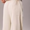 Pantaloni a gamba larga con coulisse in misto lino