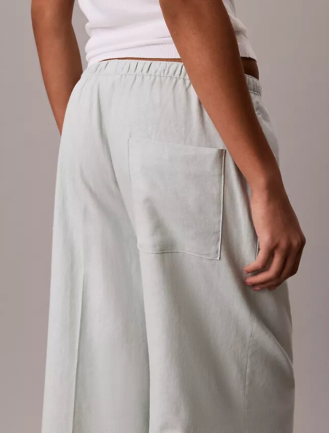 Pantaloni a gamba larga con coulisse in misto lino Pantaloni a gamba larga con coulisse in misto lino