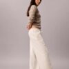 Pantaloni a gamba larga con coulisse in misto lino
