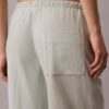 Pantaloni a gamba larga con coulisse in misto lino