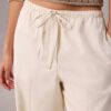 Pantaloni a gamba larga con coulisse in misto lino