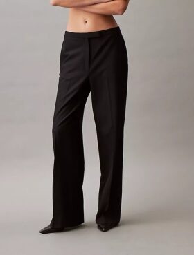 Pantaloni a gamba larga elasticizzati e raffinati