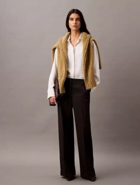 Pantaloni a gamba larga in crêpe